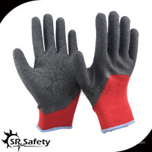 Doublure en polycoton rouge foncé à calibre 10 3/4 latex noir revêtu sur gants de sécurité pour le palmier / gant de travail